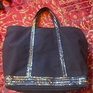 Vanessa Bruno Navy Sequin Trim Tote Bag - Women's Shoulder Tote